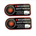 Tesla Sentry Mode electrostatic warning stickers measuring 11x5cm