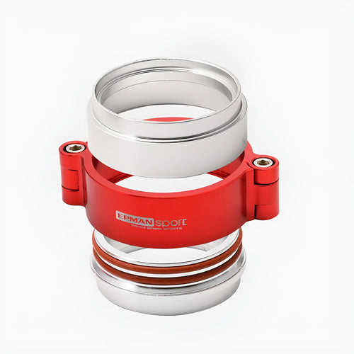 Aluminium fixed movement clamp for turbo exhaust in black blue red colours with 800psi pressure rating