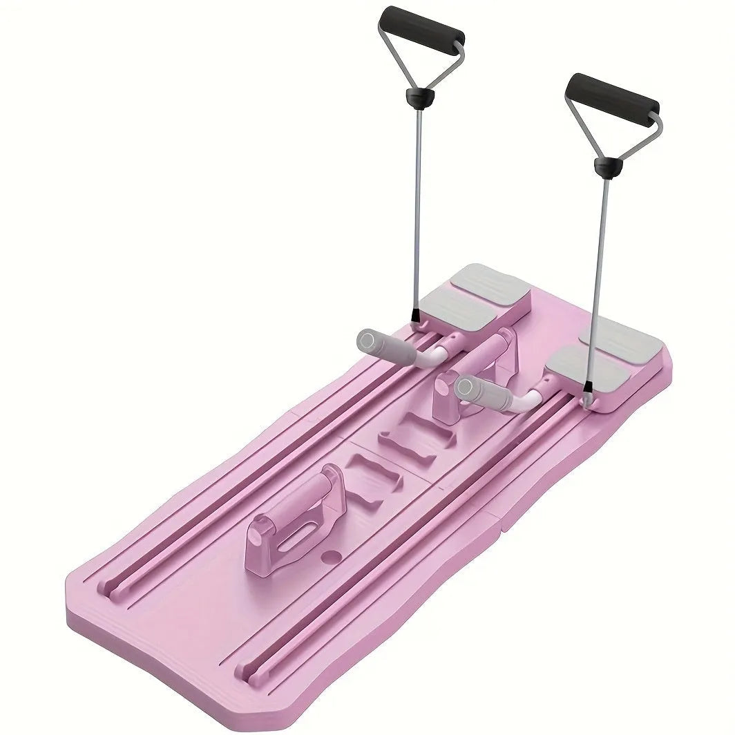 Portable multifunctional fitness board with supine and wheel design in blue colour