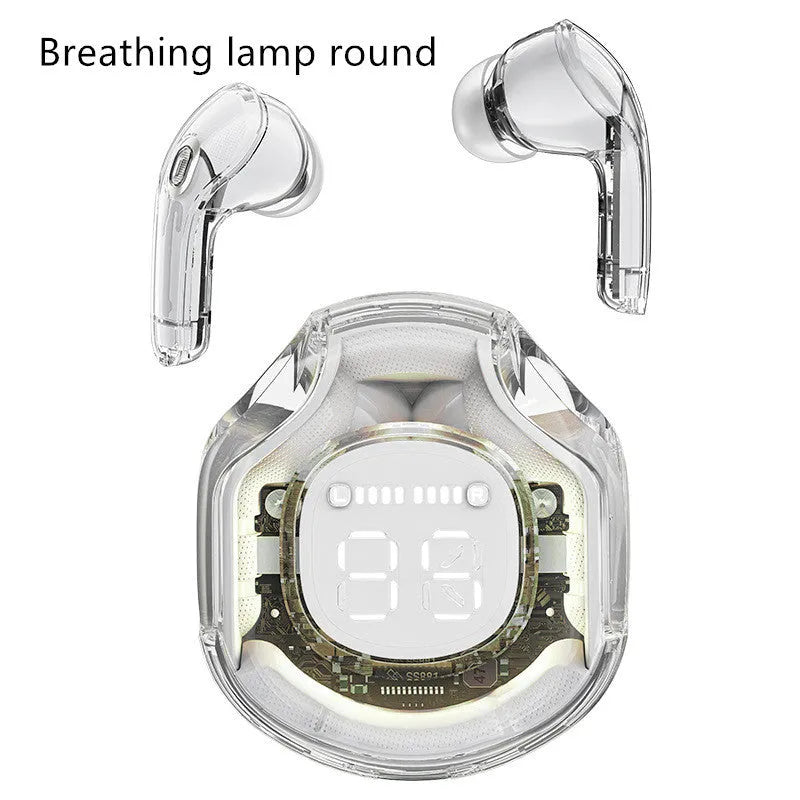 Wireless Bluetooth headset in multiple colours showing in-ear design with optional breathing light feature
