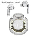 Wireless Bluetooth headset in multiple colours showing in-ear design with optional breathing light feature