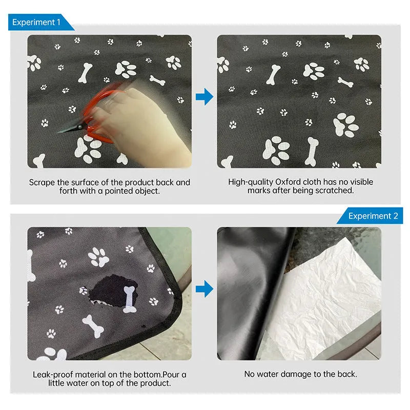 Car pet mat for rear seats with water resistant cloth and dog paw print design in grey colour