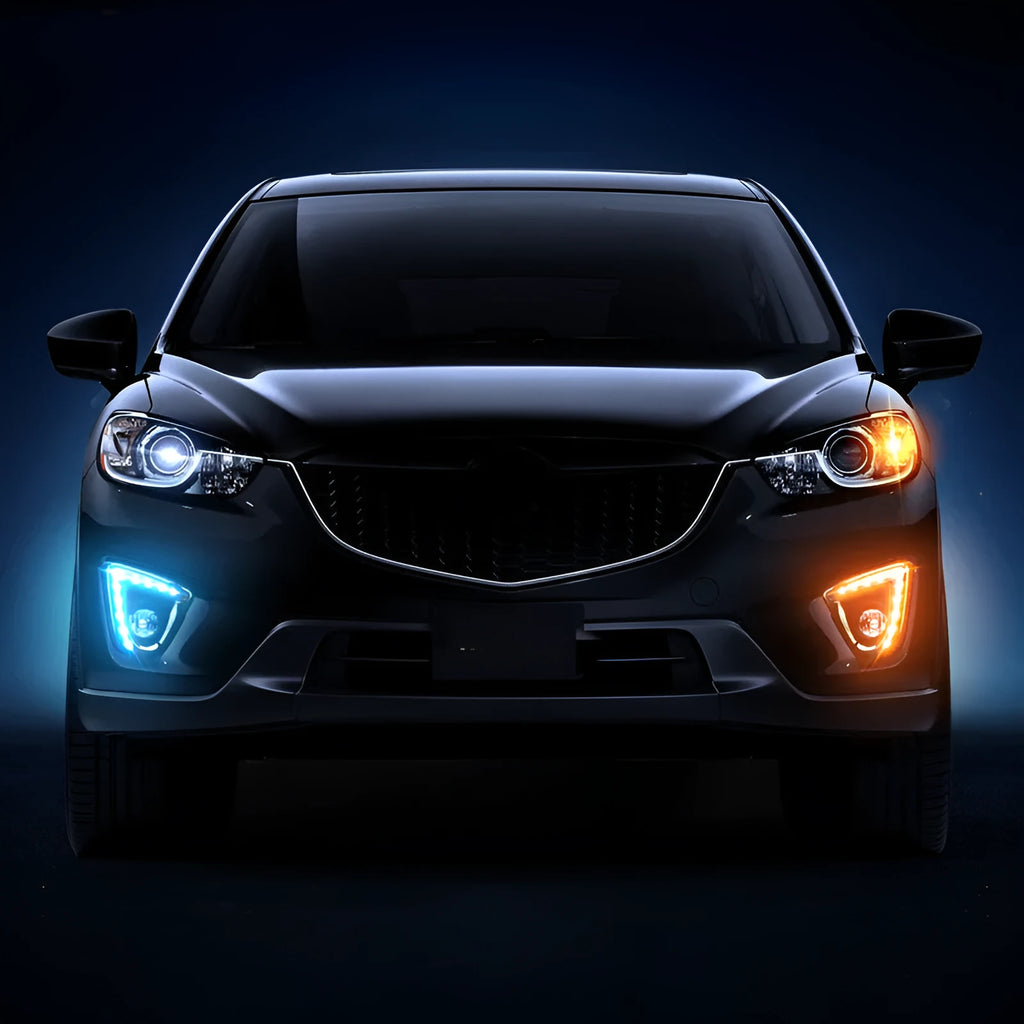 Mazda CX-5 daytime running light LED replacement kit with electroplated housing and multiple style options