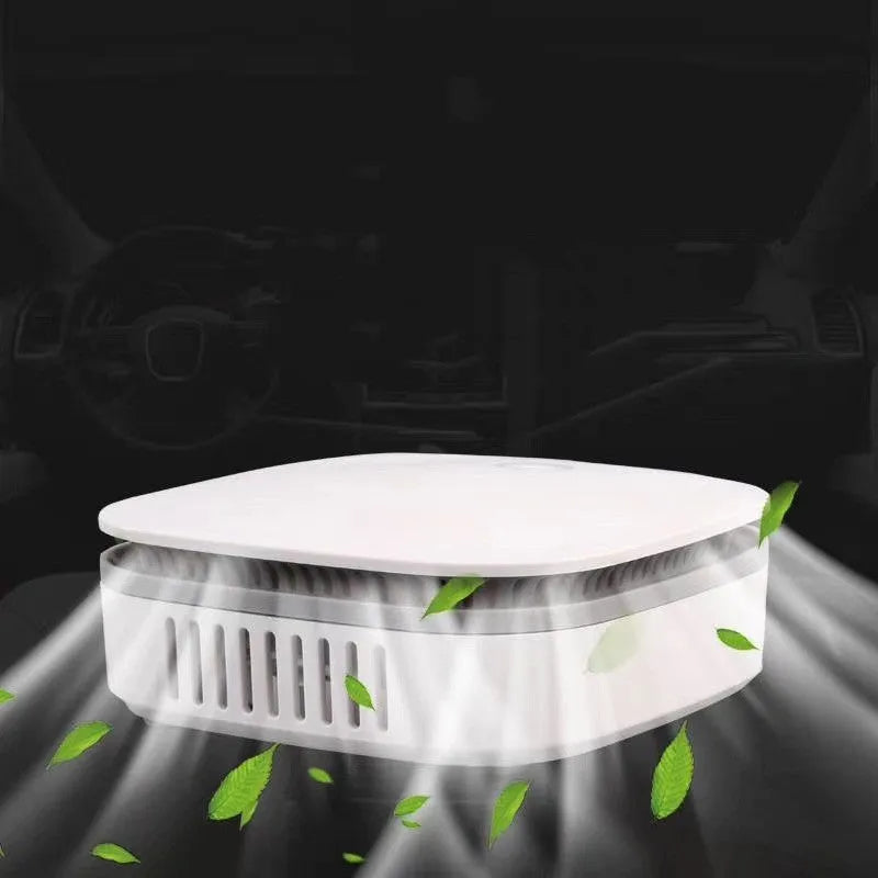 White USB car air purifier with negative ion technology for spaces under 10 square metres
