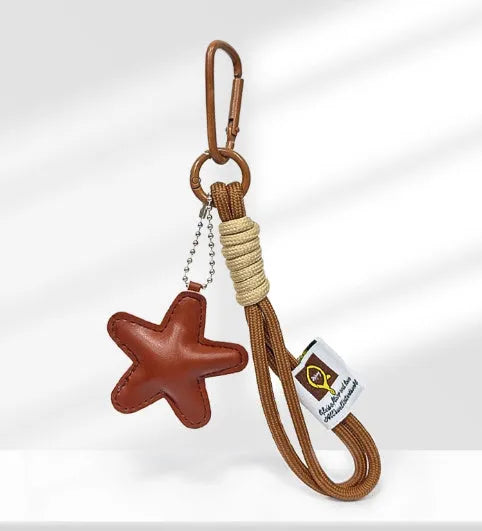 Brown five-pointed star handmade soda bread style handbag pendant with carrying strap
