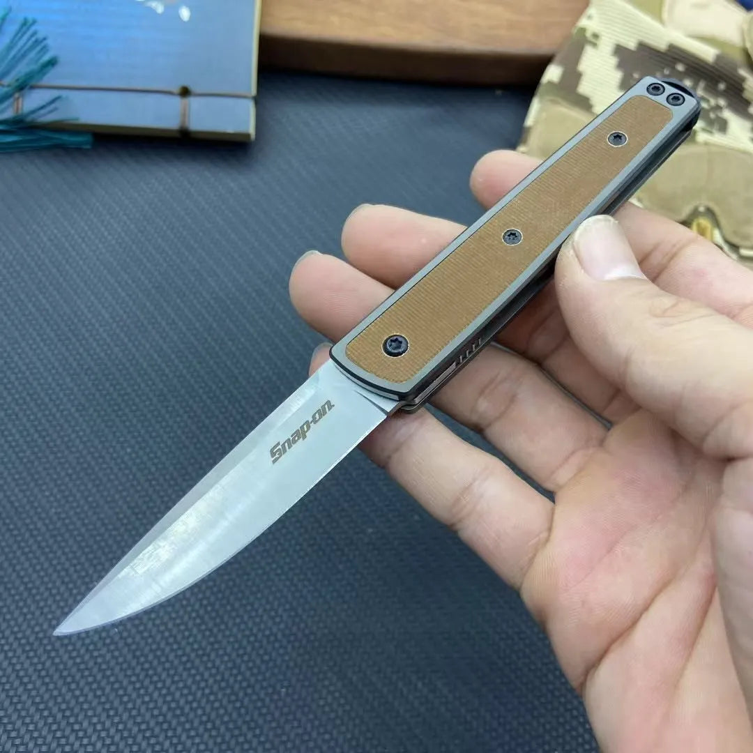 Folding fruit knife with stainless steel blade in open position showing 17cm length