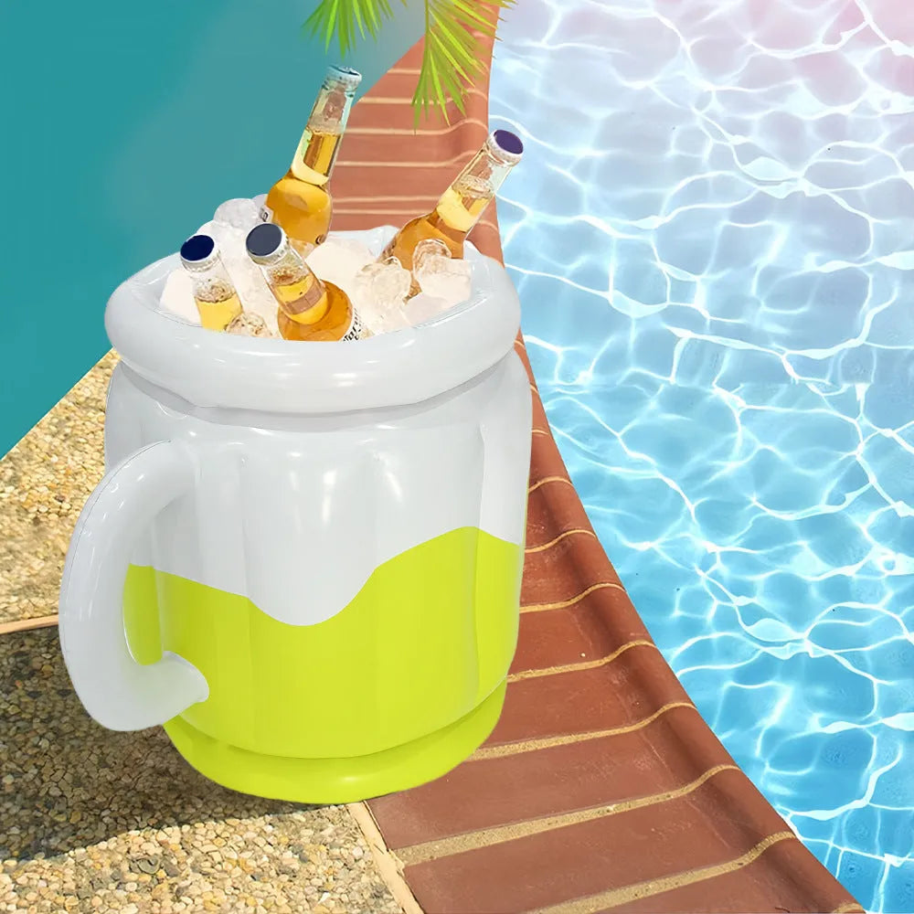 Inflatable ice bar with cup holders and beer steins bucket for party gatherings