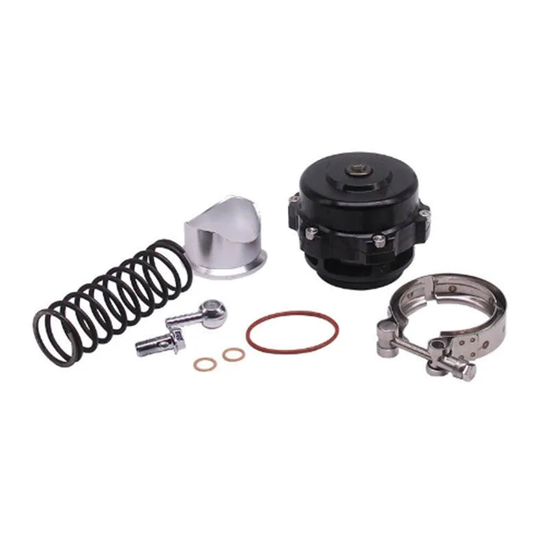 Aluminium alloy automotive blowoff valve in 50mm universal size, shown in one of six colour options.