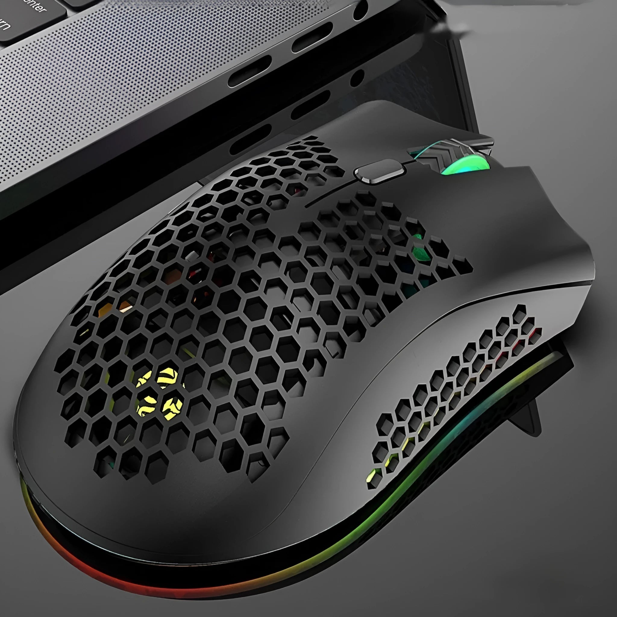 Hollow out game luminous wireless mouse in cyan, black, or white colour with photoelectric sensor