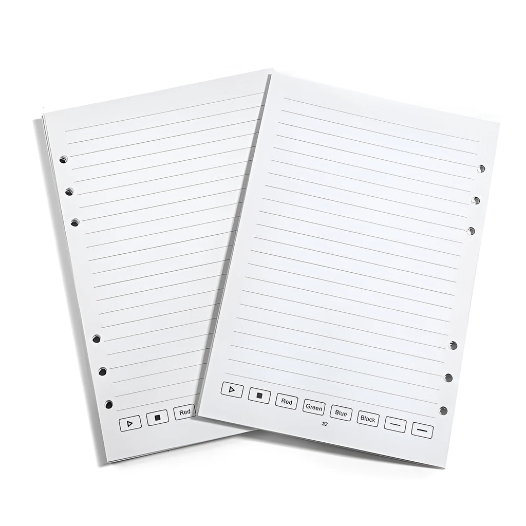 Loose spiral notebook filling paper core with Zodiac Forest Paper and pen refills