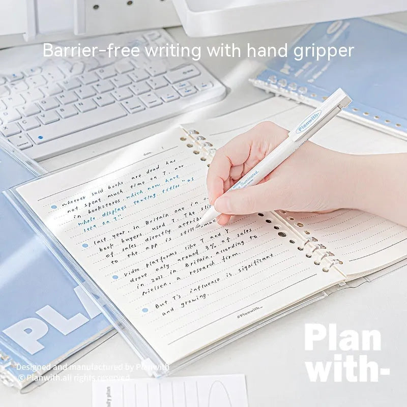 A5 PVC spiral notebook in white or blue colour showing dimensions of 148 x 210mm