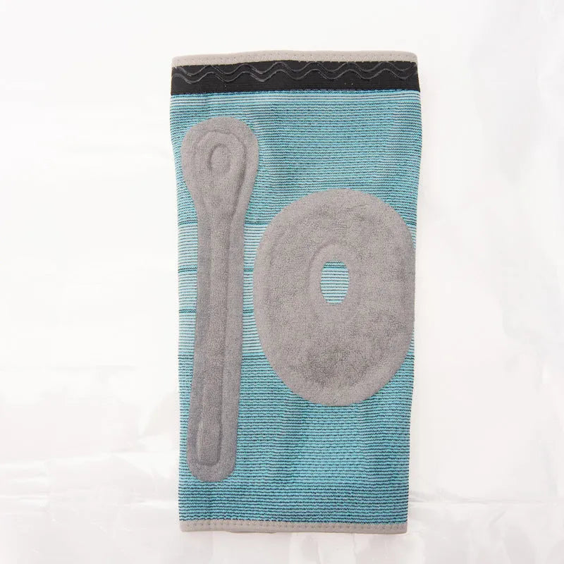 Sky blue elastic fibre knee pad for running and basketball sports.