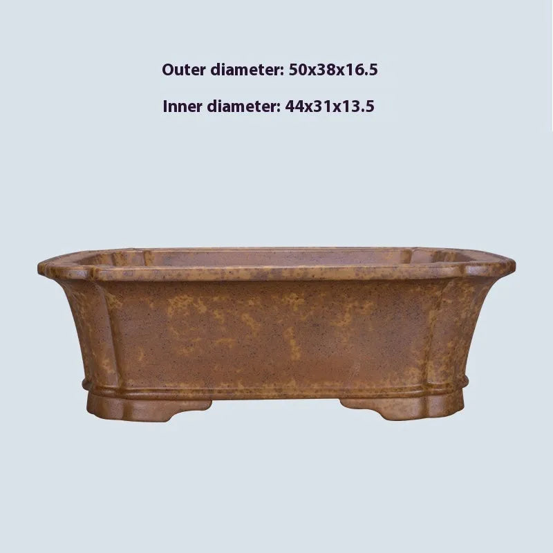 Large and small rectangular purple sand floor planters with modern design for home gardening.