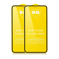 Black full screen glass tempered film protector for Xiaomi smartphones on a white background