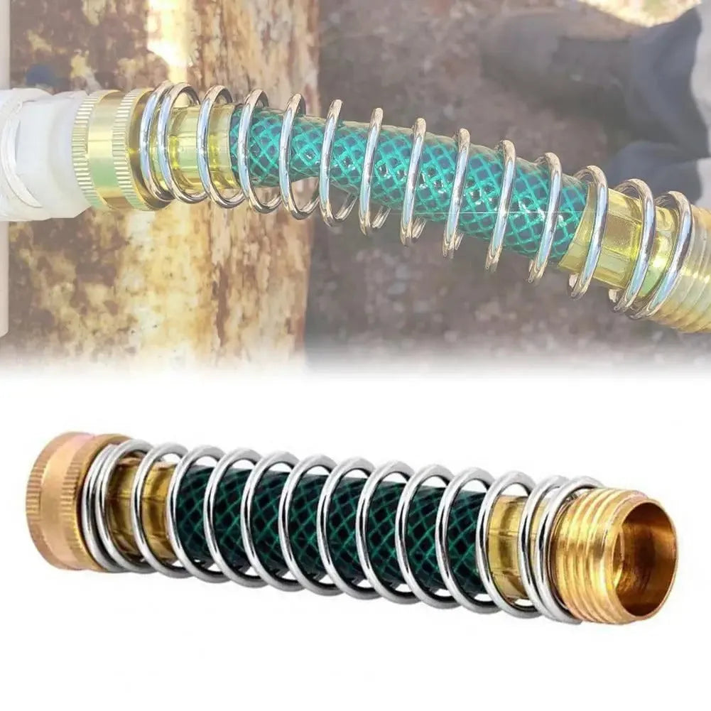 Brass spring hose connector with spiral spring mechanism for garden watering