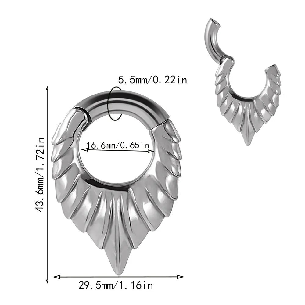 Stainless steel drop-shaped auricle ear extender earring with round hanging egg design