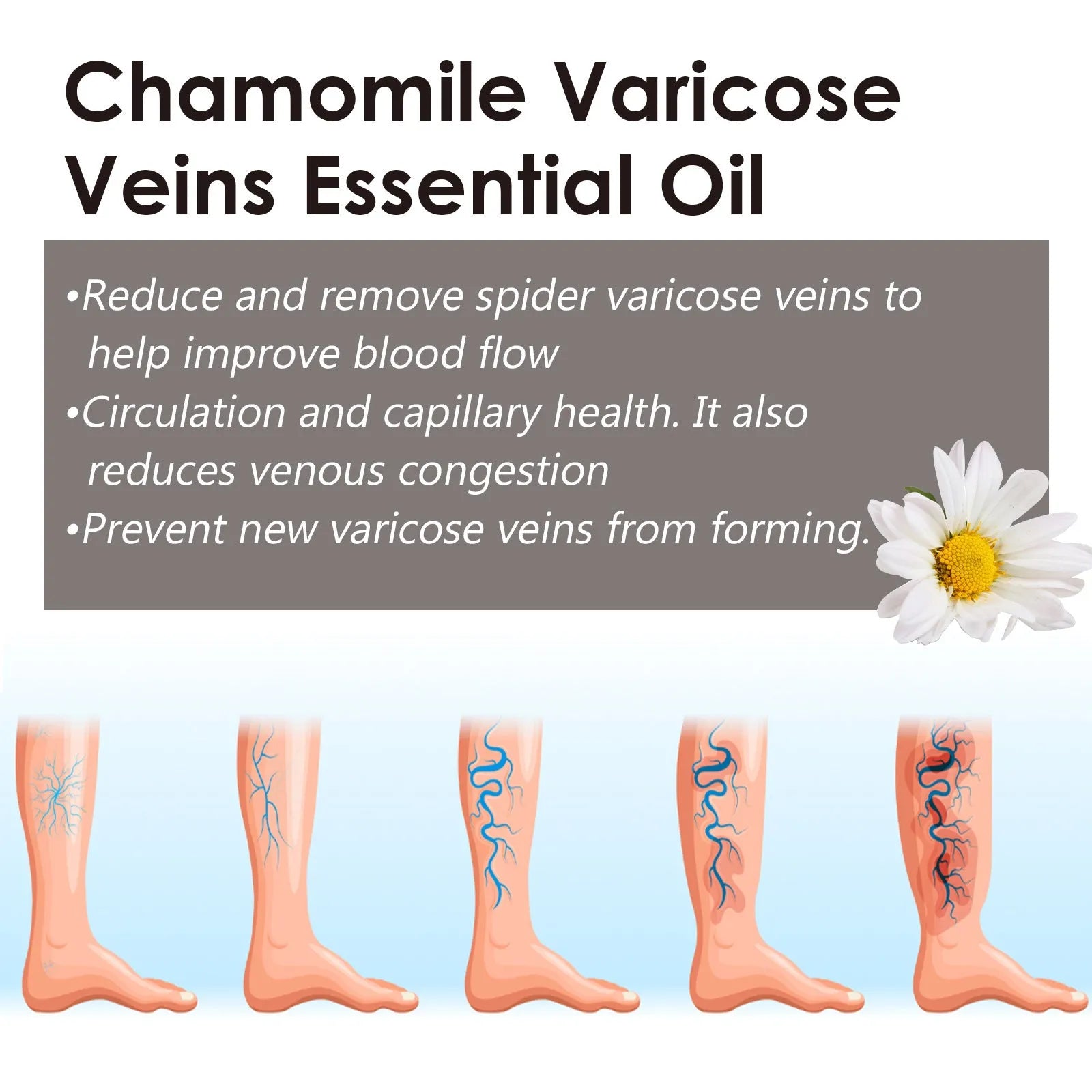 10ml bottle of chamomile leg essential oil for massage and topical application