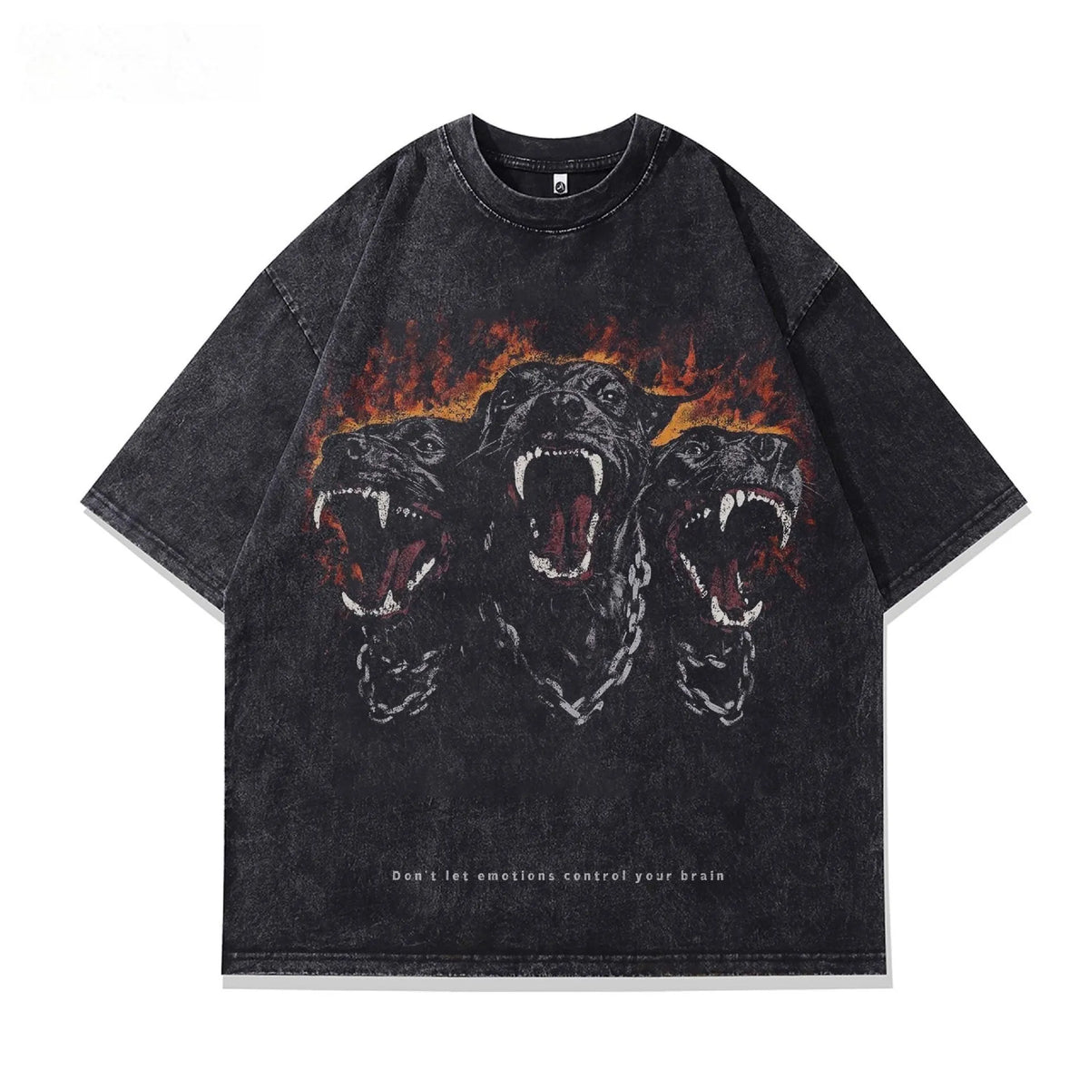 Men's short sleeve cotton shirt with printed character design in loose fit pullover style