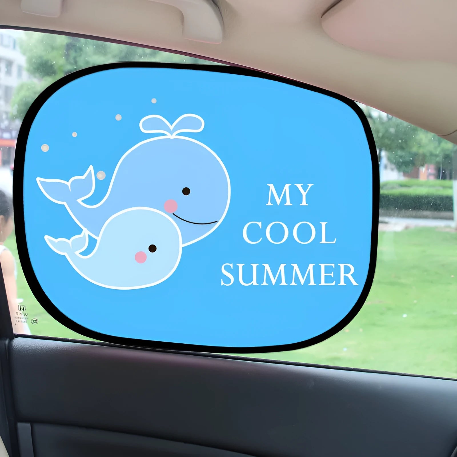 Electrostatic adsorption car side window sunshade with nylon mesh material in animal-themed size options