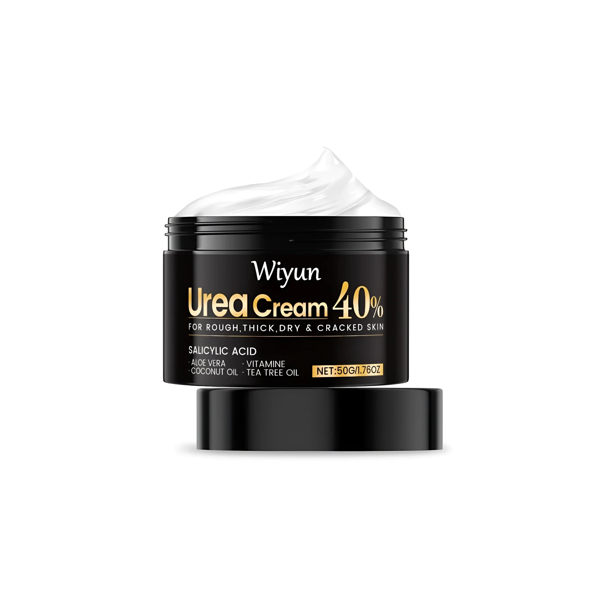 50g tube of urea hand and foot cream with aloe vera and coconut oil.