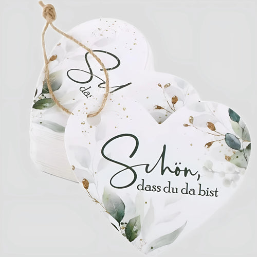 Pack of 50 paper flower heart-shaped gift tags in Style 1 or Style 2 for wedding favors