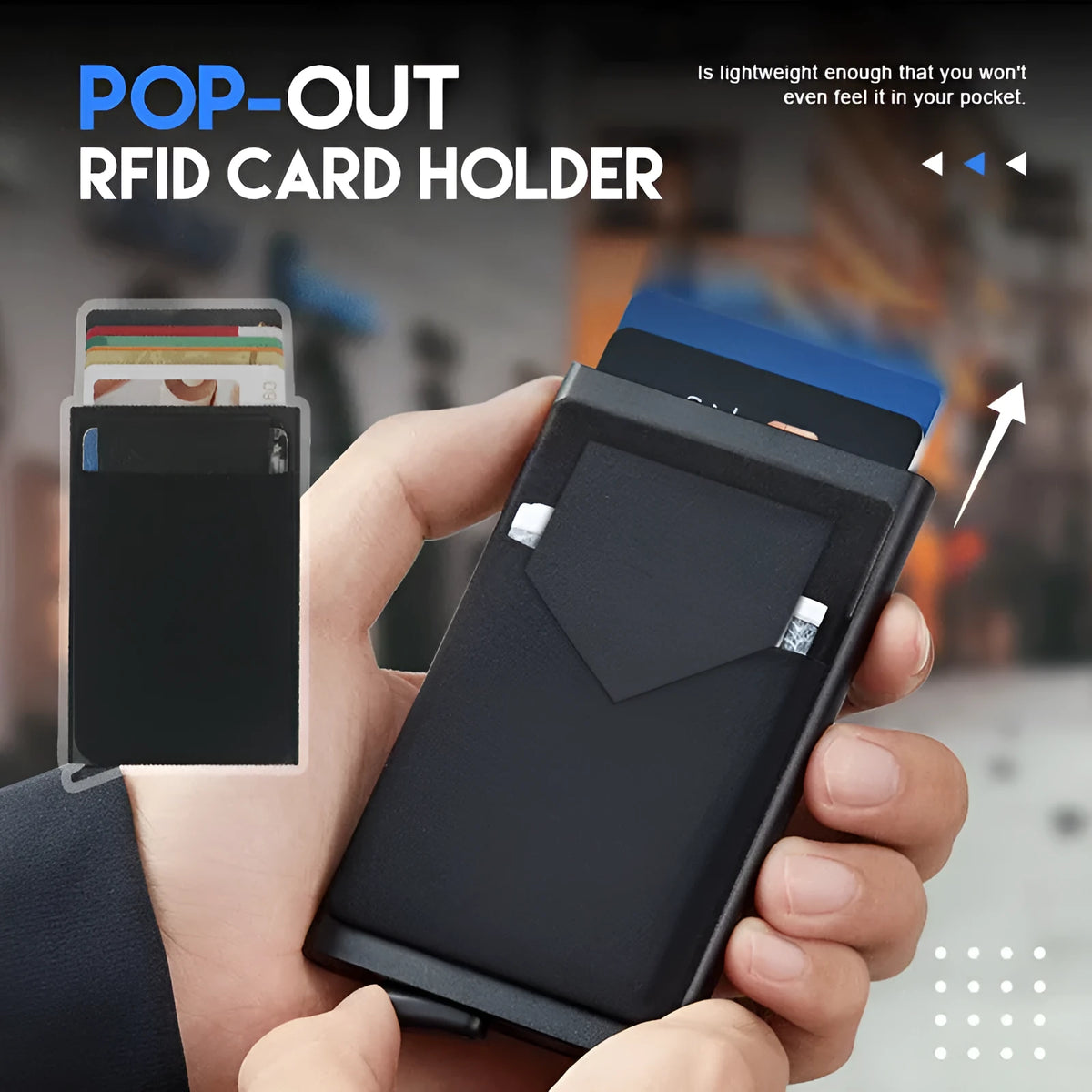 Aluminium alloy frosted metal credit card holder in chosen colour, showing slim profile.