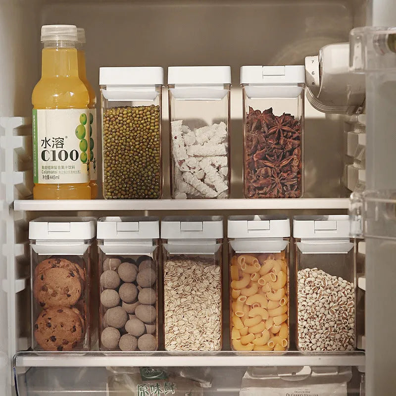 White transparent plastic 400ml Japanese-style grain storage container for kitchen organisation