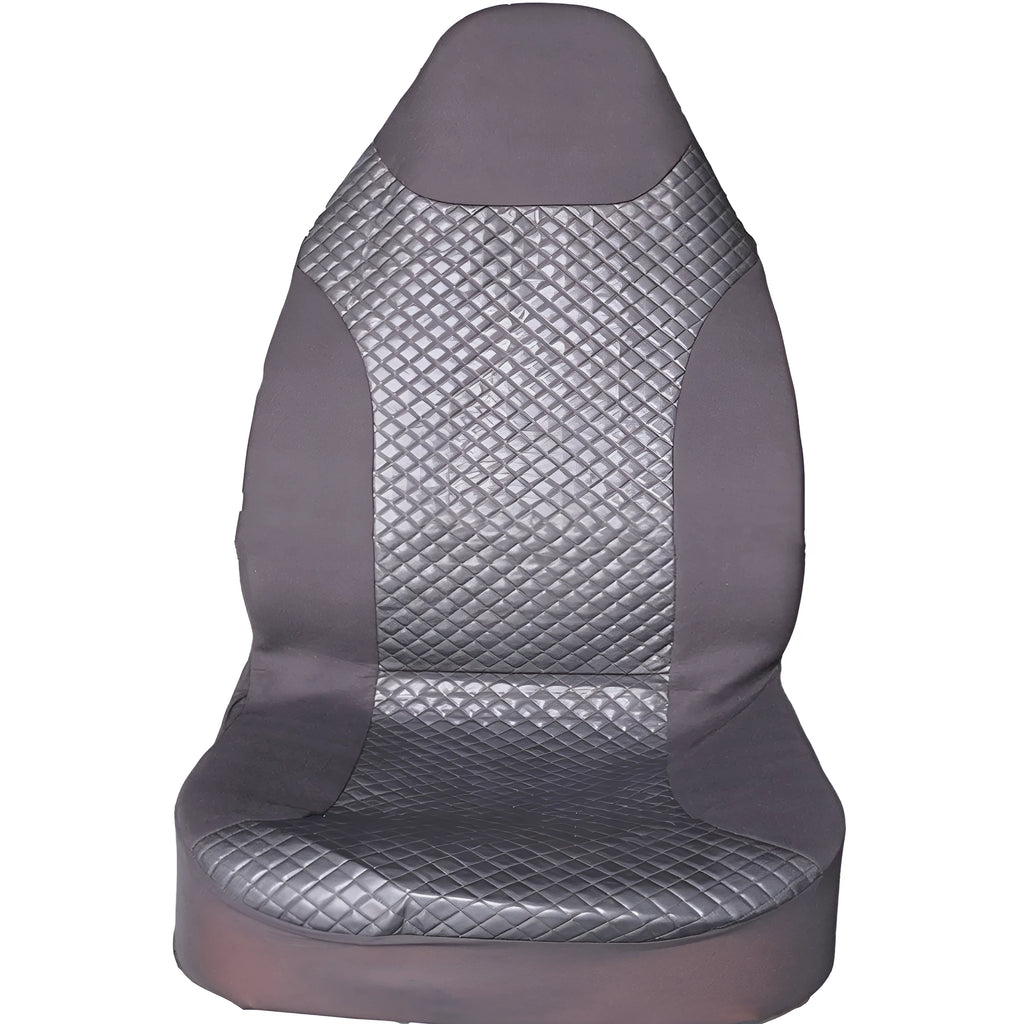 Black quilted PU and polyester automotive seat cover for general purpose car seats with plastic hooks