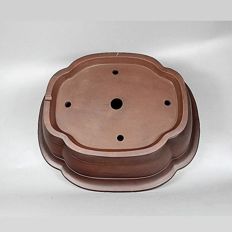 Large handmade purple clay flowerpot in antique crabapple shape, 74x61x23cm, Chinese style