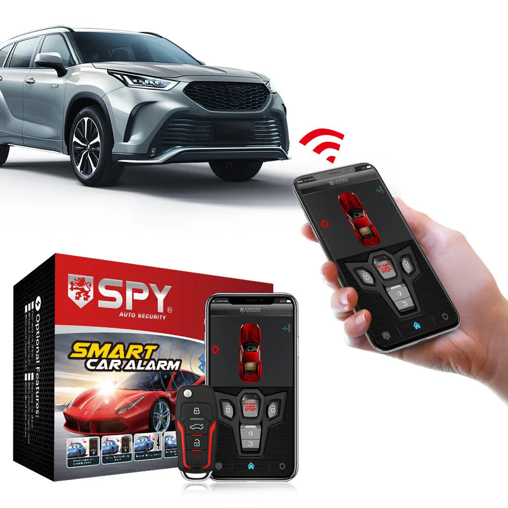 Red and frosted black one-way car alarm system with two remote controls for 3000m range vehicle security