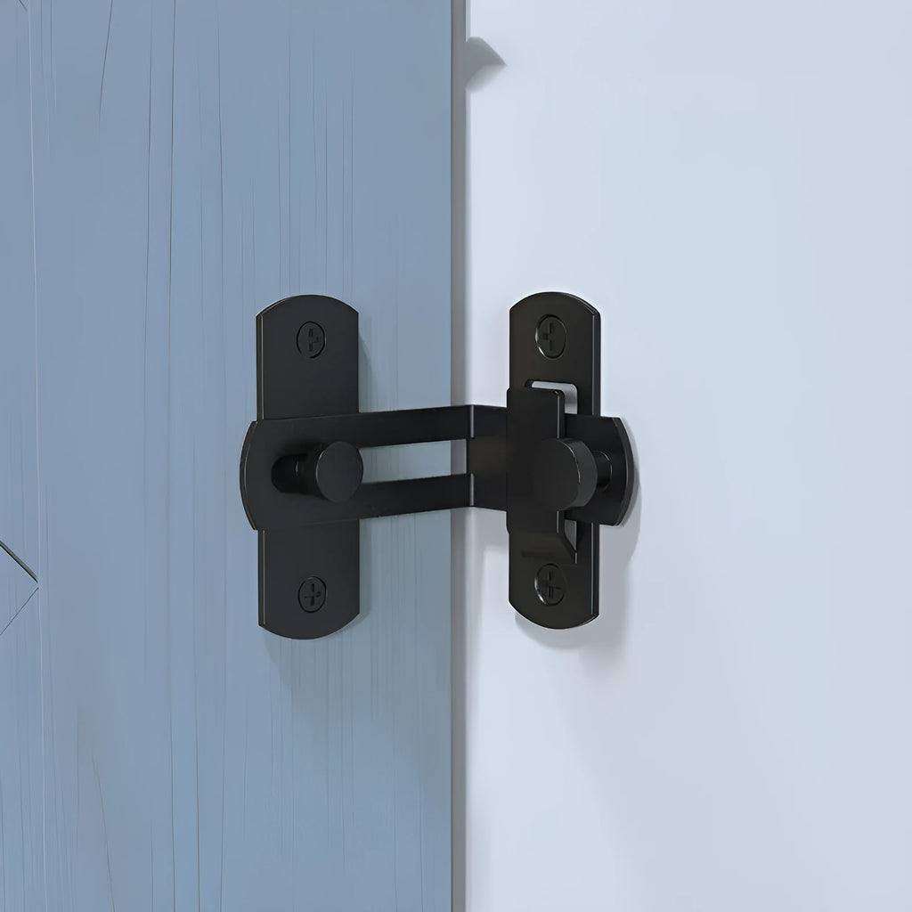 Warehouse sliding door lock with 90-degree latch mechanism for barn doors