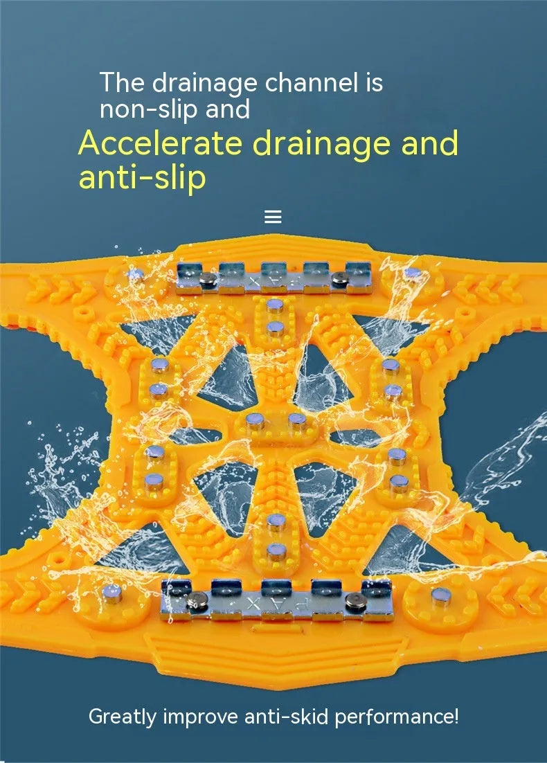Universal car SUV snow chains with steel plate gear design and winter accessories