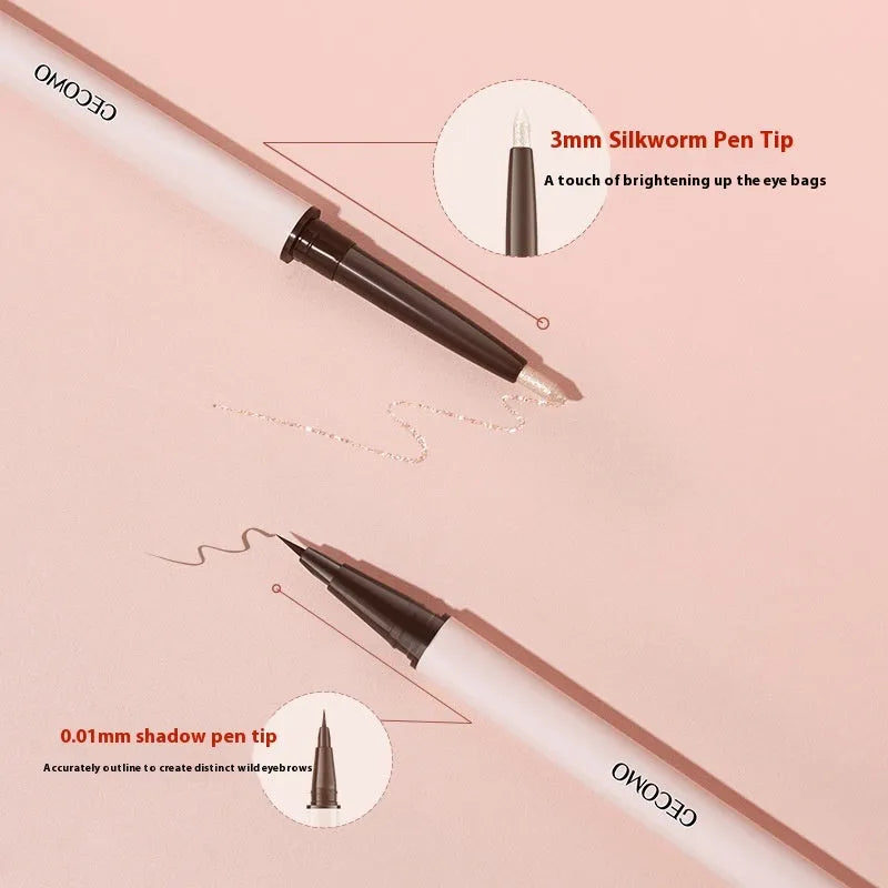 Stereoscopic Star Eyes Double Headed Silkworm Pen liquid eyeliner in pearlescent finish.