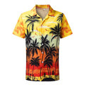 Men's short-sleeved Hawaiian shirt with 3D printed colour pattern, cardigan style.