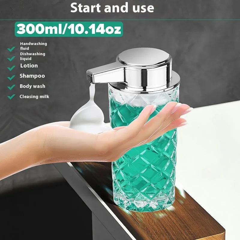 Silver automatic soap dispenser with sensor technology and USB Type-C charging port