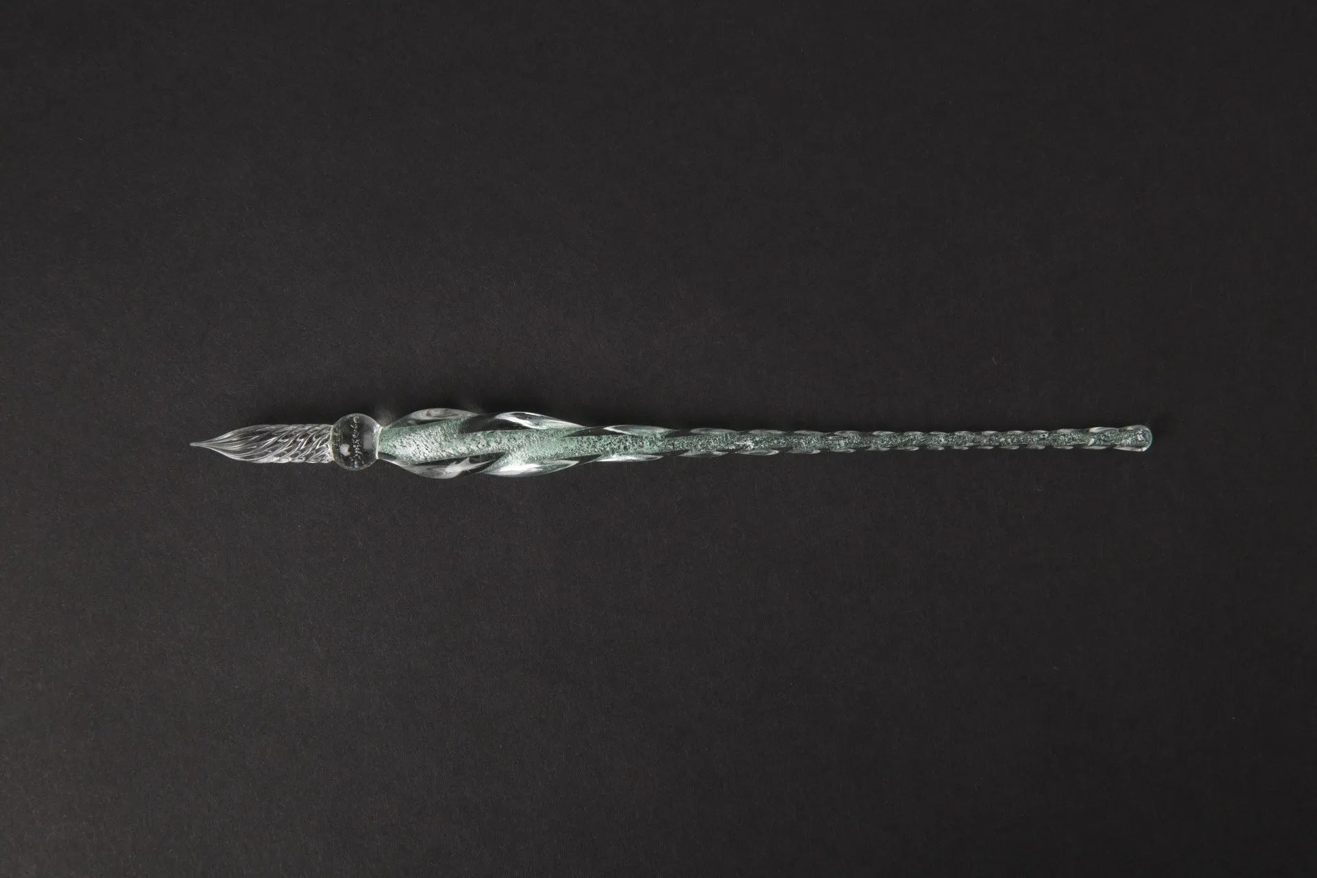 Glass crystal pen with coloured glaze finish and transparent signature section
