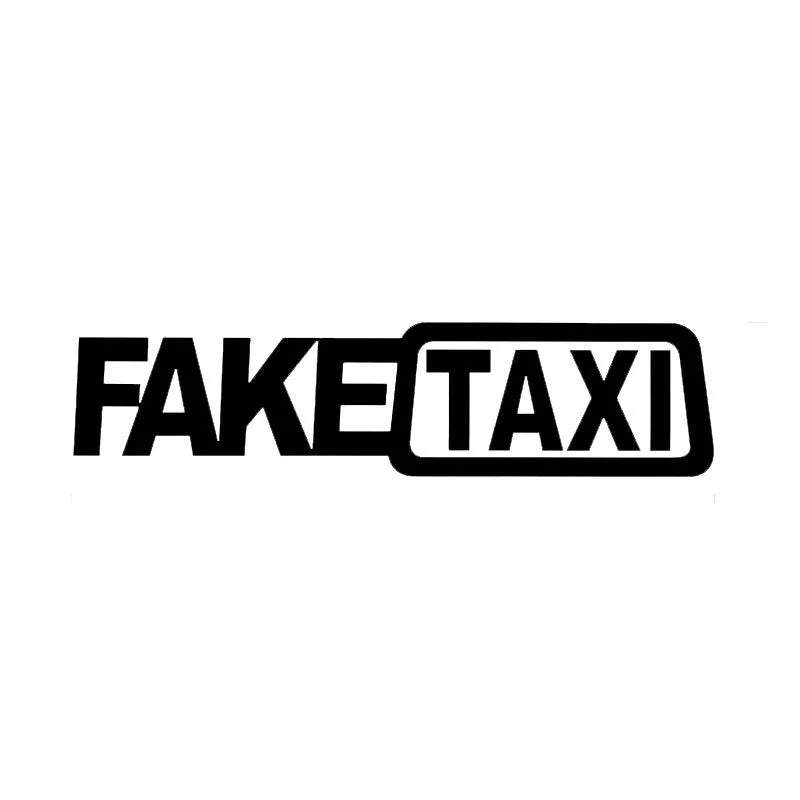 FAKE TAXI car warning sticker 20x8cm in black, white, and yellow waterproof PET options