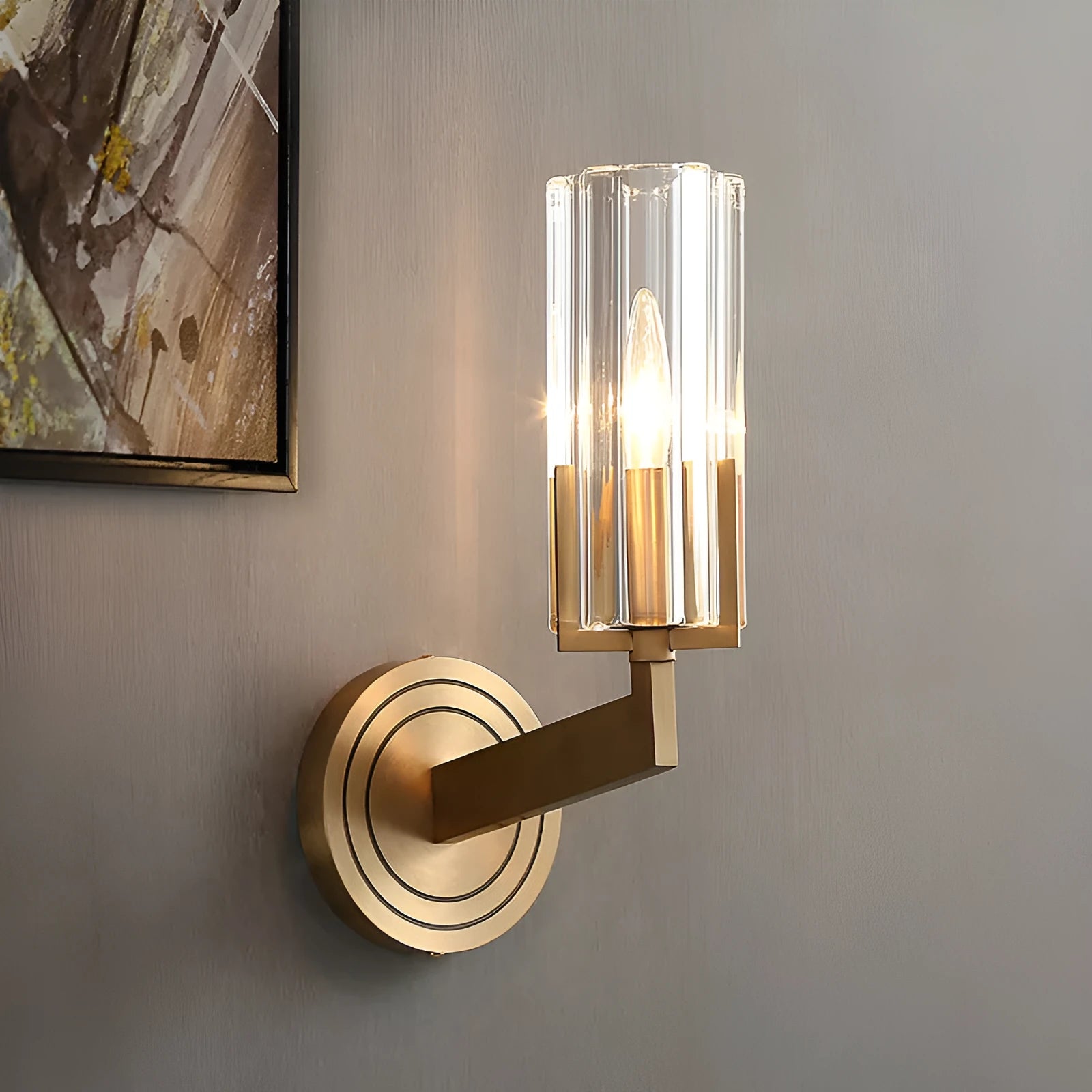 Copper wall lamp with minimalist Nordic design for bedroom bedside lighting