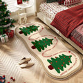 Christmas cashmere carpet decoration in imitation cashmere with festive patterns including ginger cake bear and Christmas tree designs