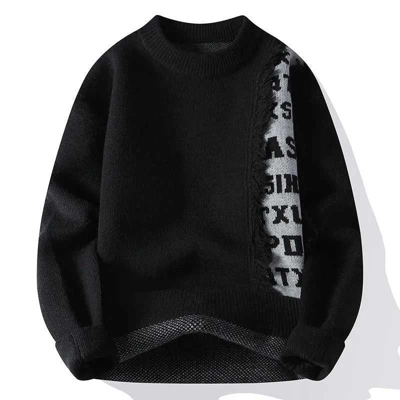 Men's loose fit knitted pullover jumper with ribbed hemline in multiple colour options