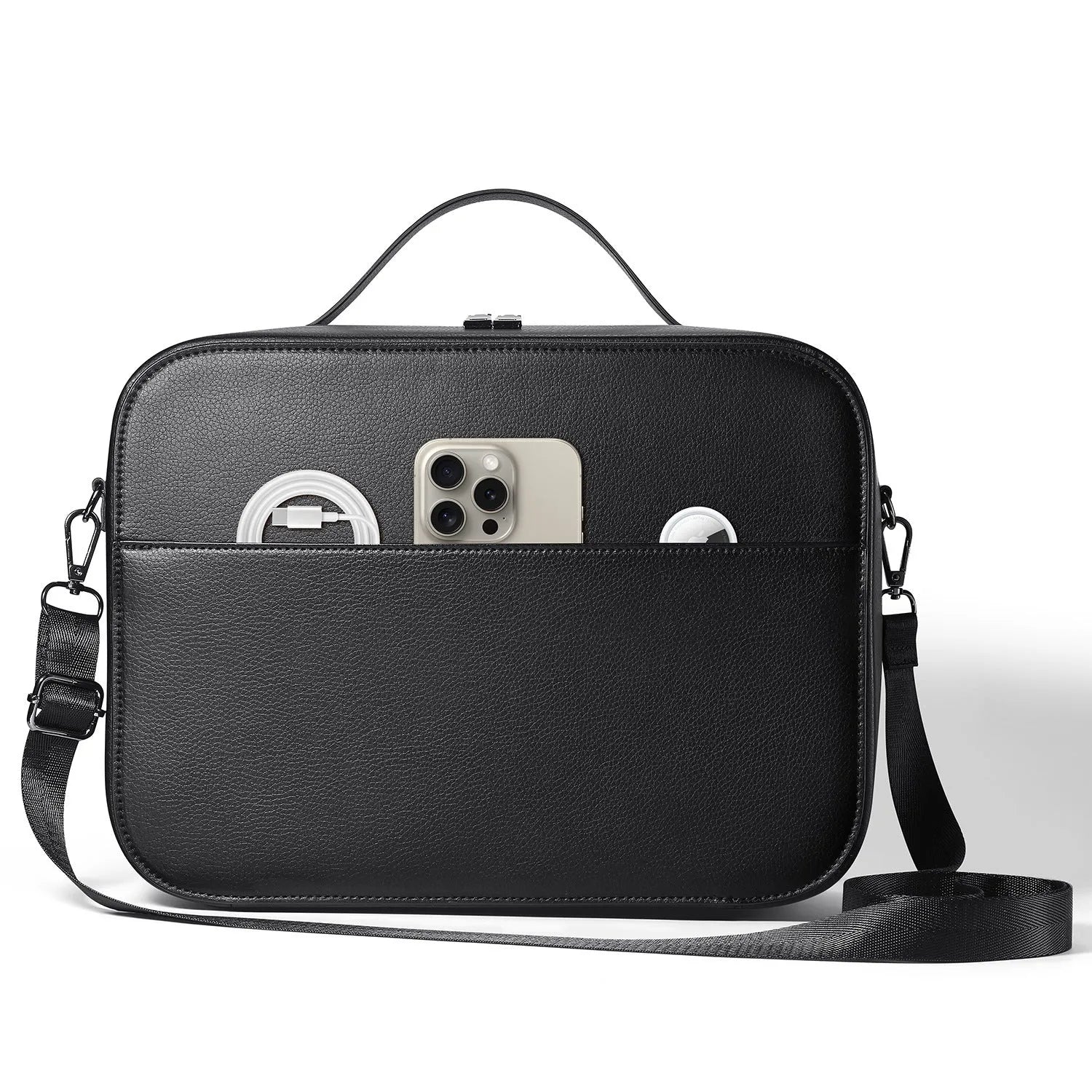 Black superfiber MR glasses storage box for Vision Pro with dimensions 32.5 by 24.5 by 11.5 cm