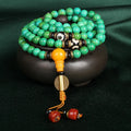 Natural turquoise stone bracelet with 108 polished 8mm round beads in national style design