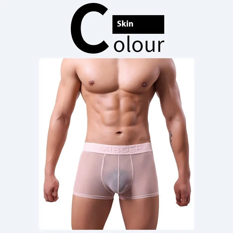 Men's thin invisible boxer shorts in six colours with quick-drying polyester fabric