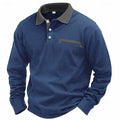 Men's long sleeve waffle polo shirt with asymmetric design in wine red colour