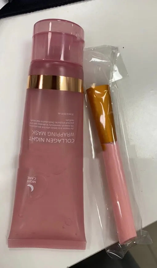 75ml collagen night face mask bottle with application brush for peel-off firming treatment
