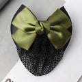 Professional female worker headdress with two-stage flower bow ornament and hair net pocket clip in business style