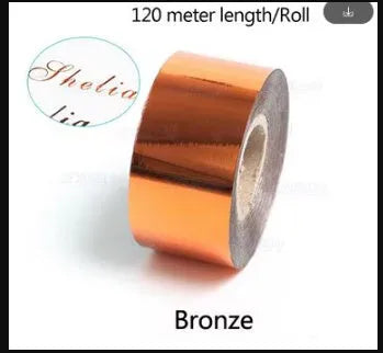 Roll of electrochemical aluminium hot foil stamping paper for leather and plastic branding.