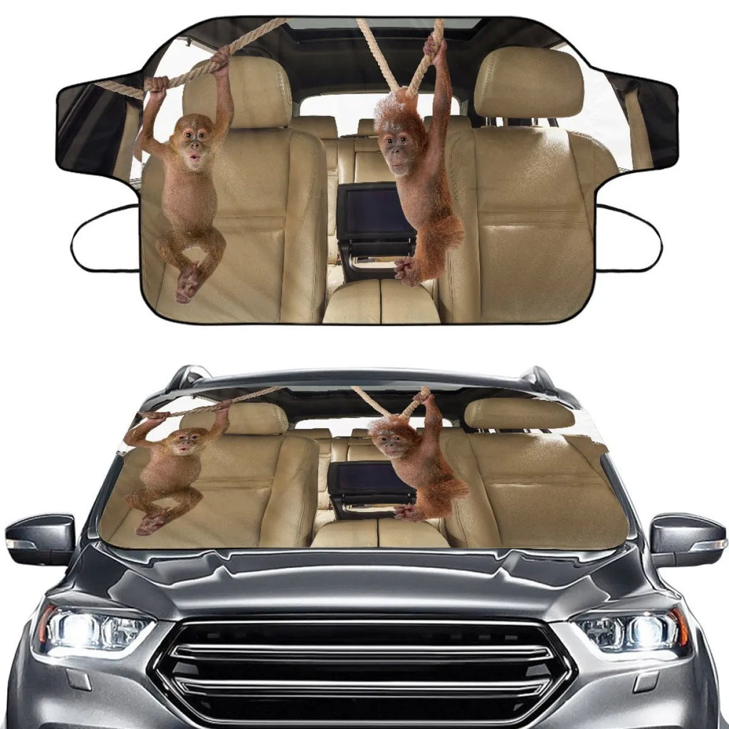 Car front gear snow protection cover showing aluminum film foam polyester fabric construction with lanyard installation system