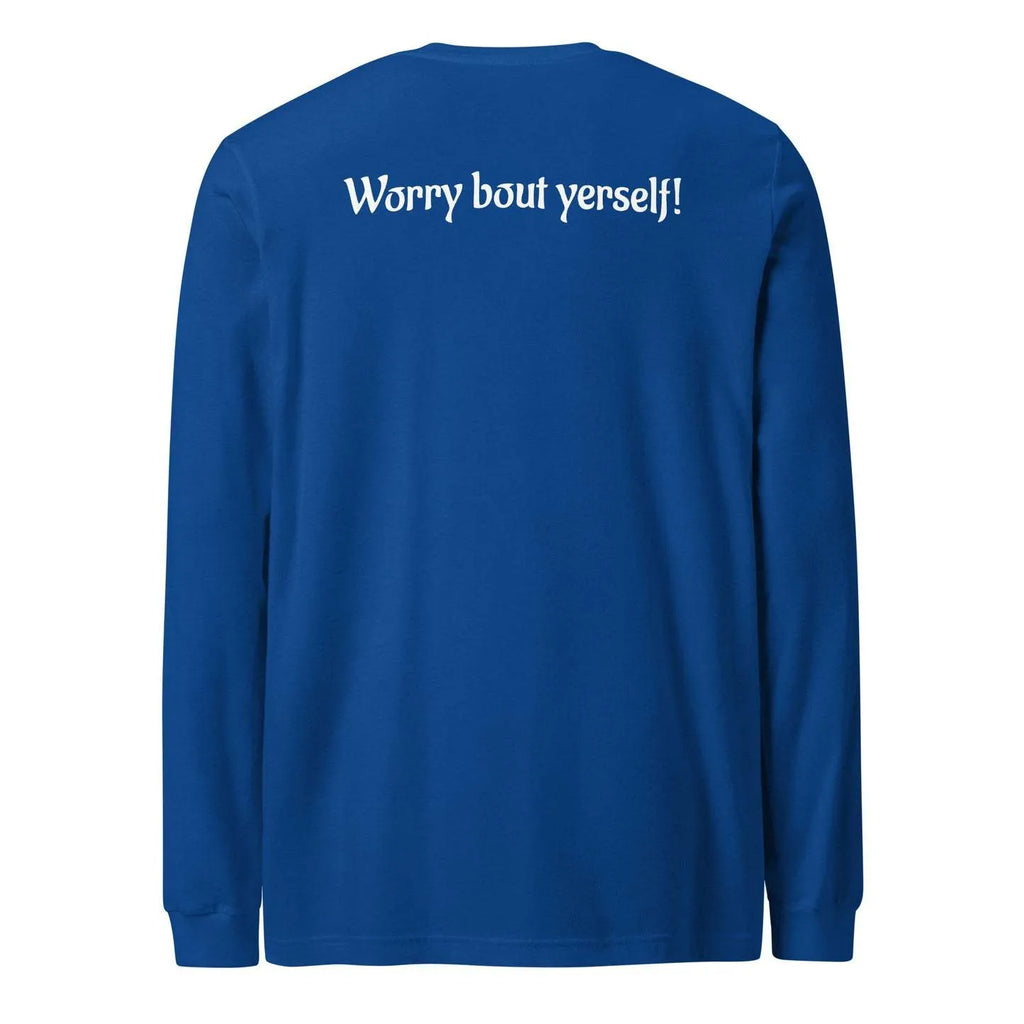 Men's blue loose fit polyester sweater with printed design in Japanese Korean casual style