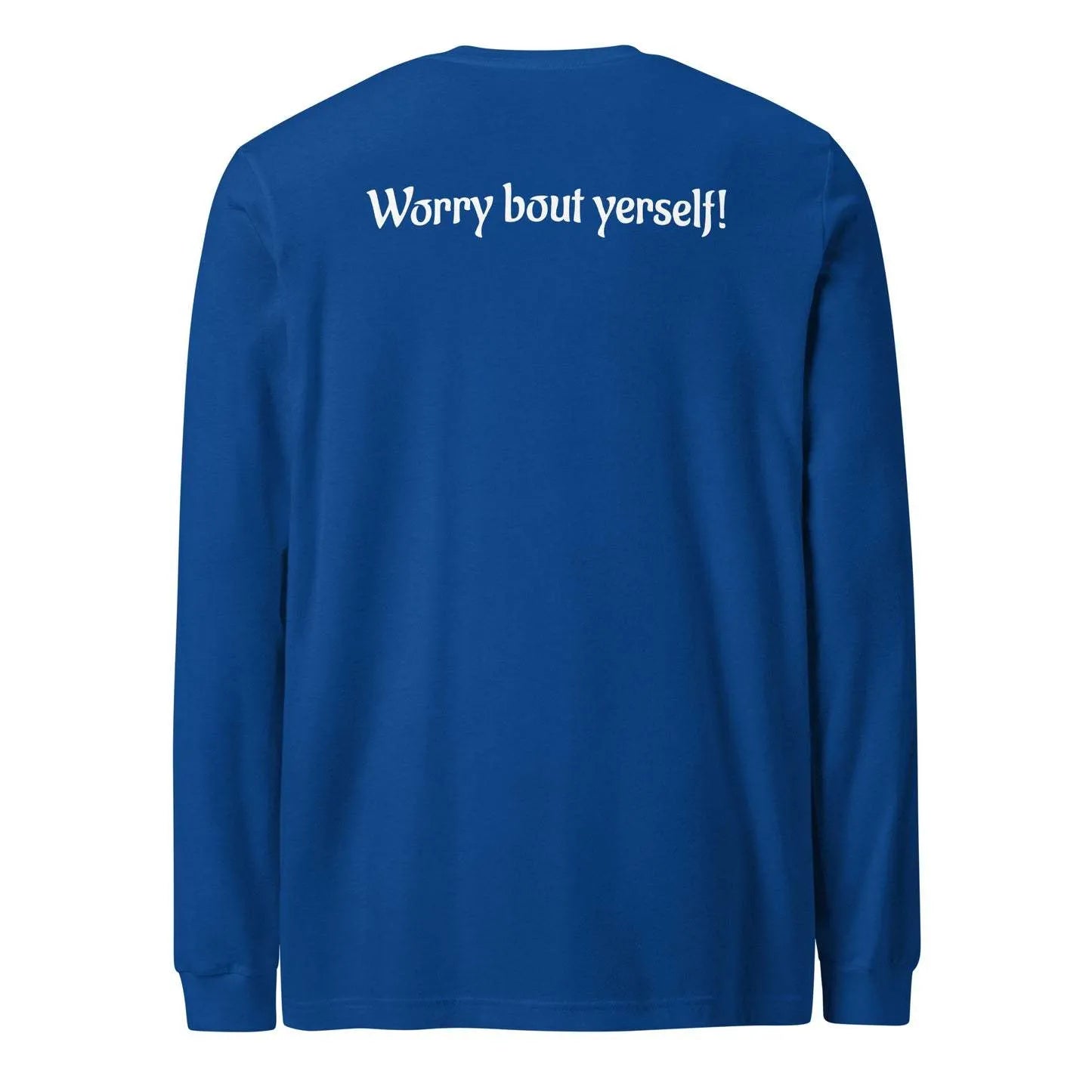 Men's blue loose fit polyester sweater with printed design in Japanese Korean casual style
